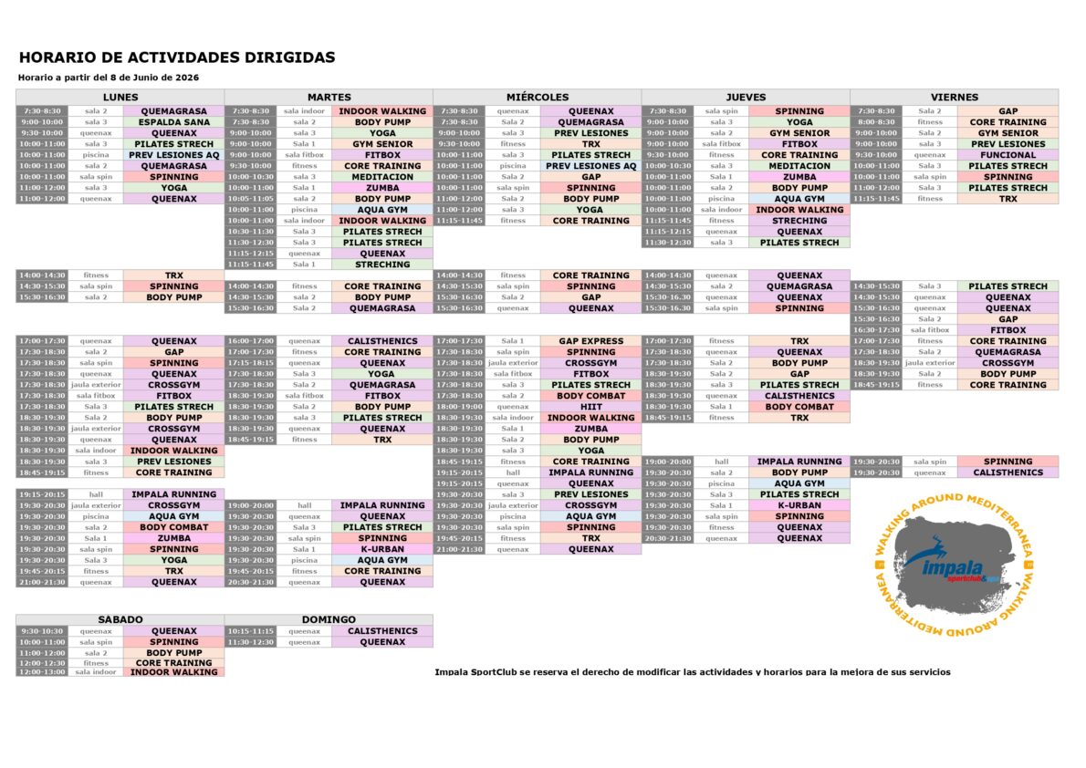 HORARIO AADD 8 de Junio 2026